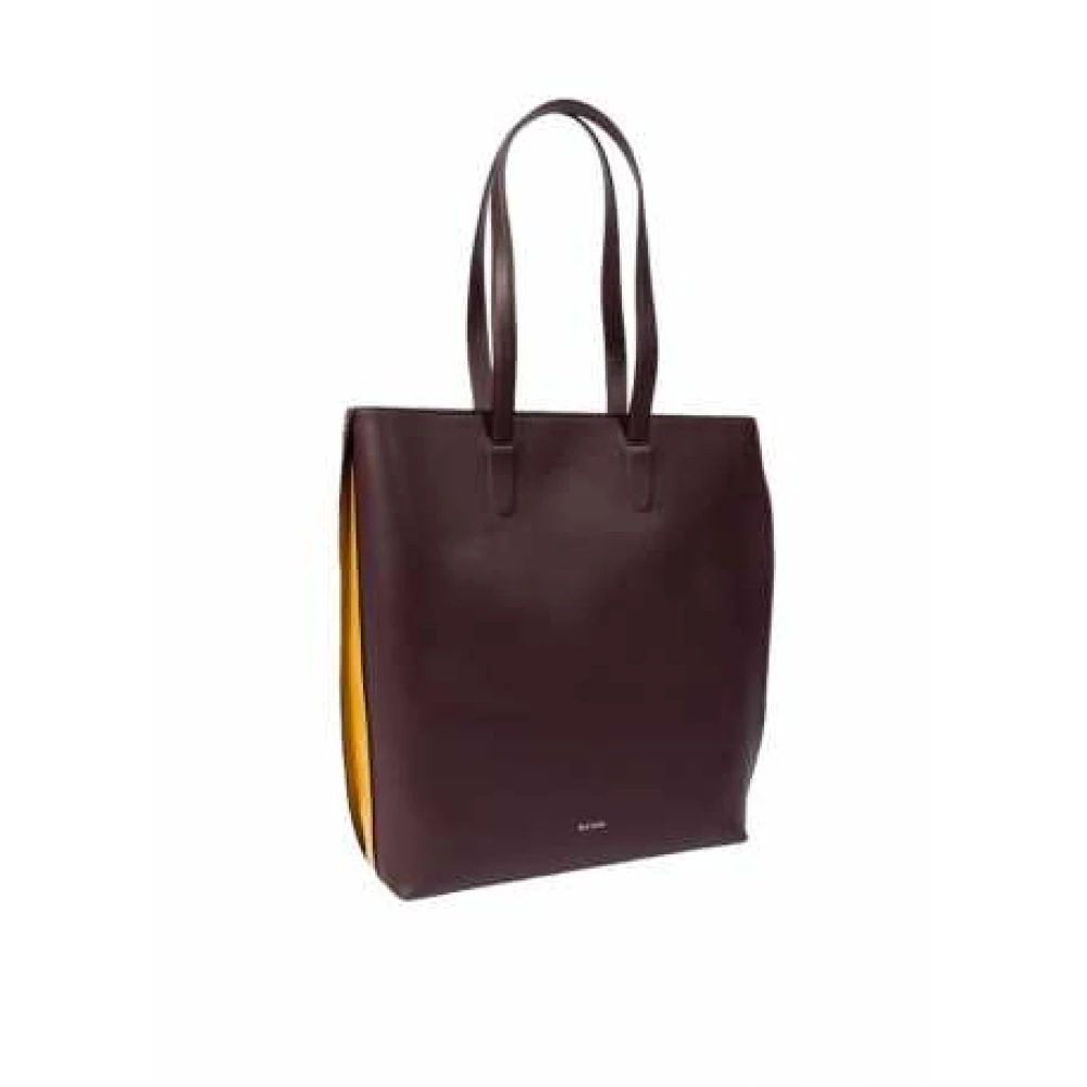 Paul Smith Bordeaux Leren Tote Geel Turquoise Brown Dames