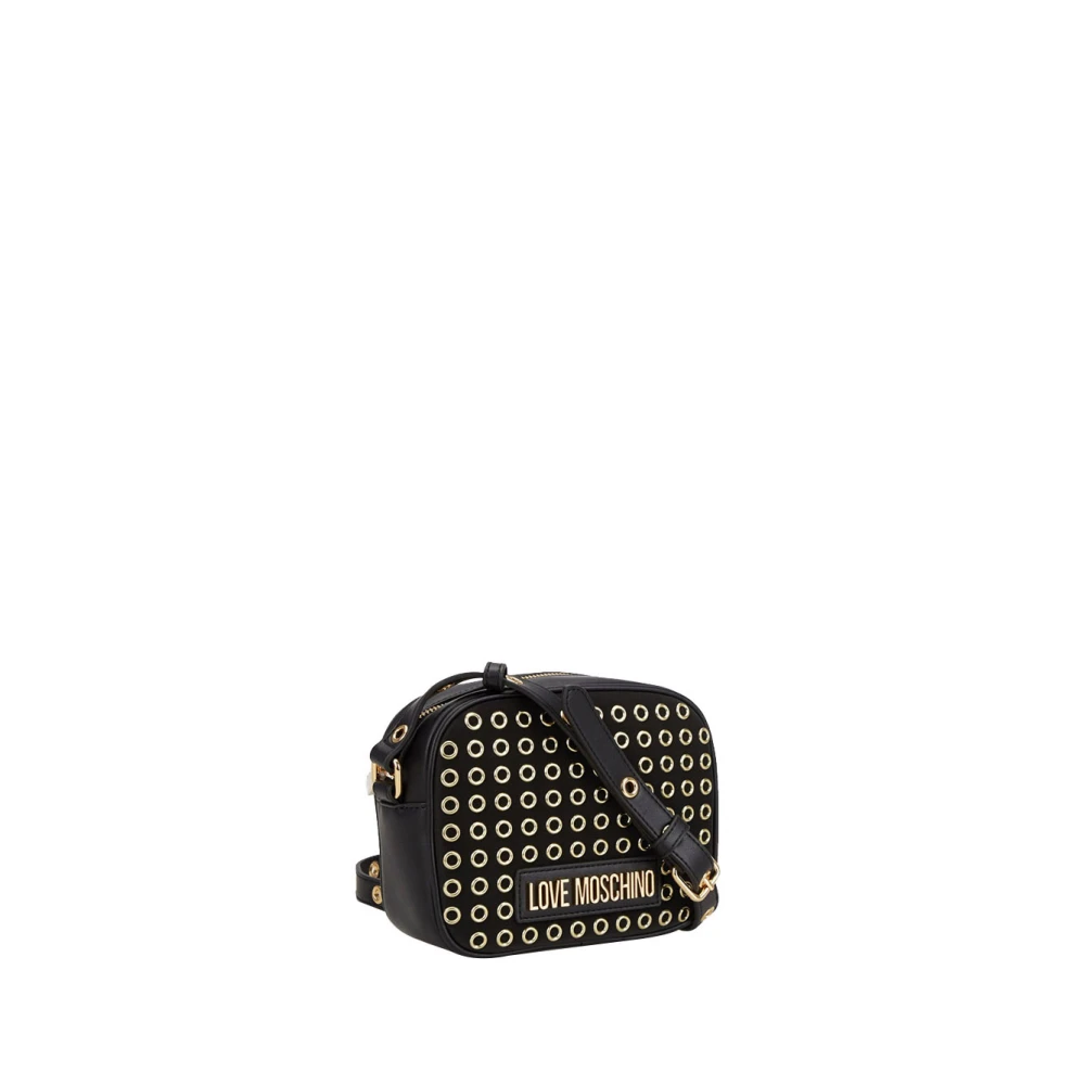Moschino Zwarte schoudertas met gouden details Black Dames