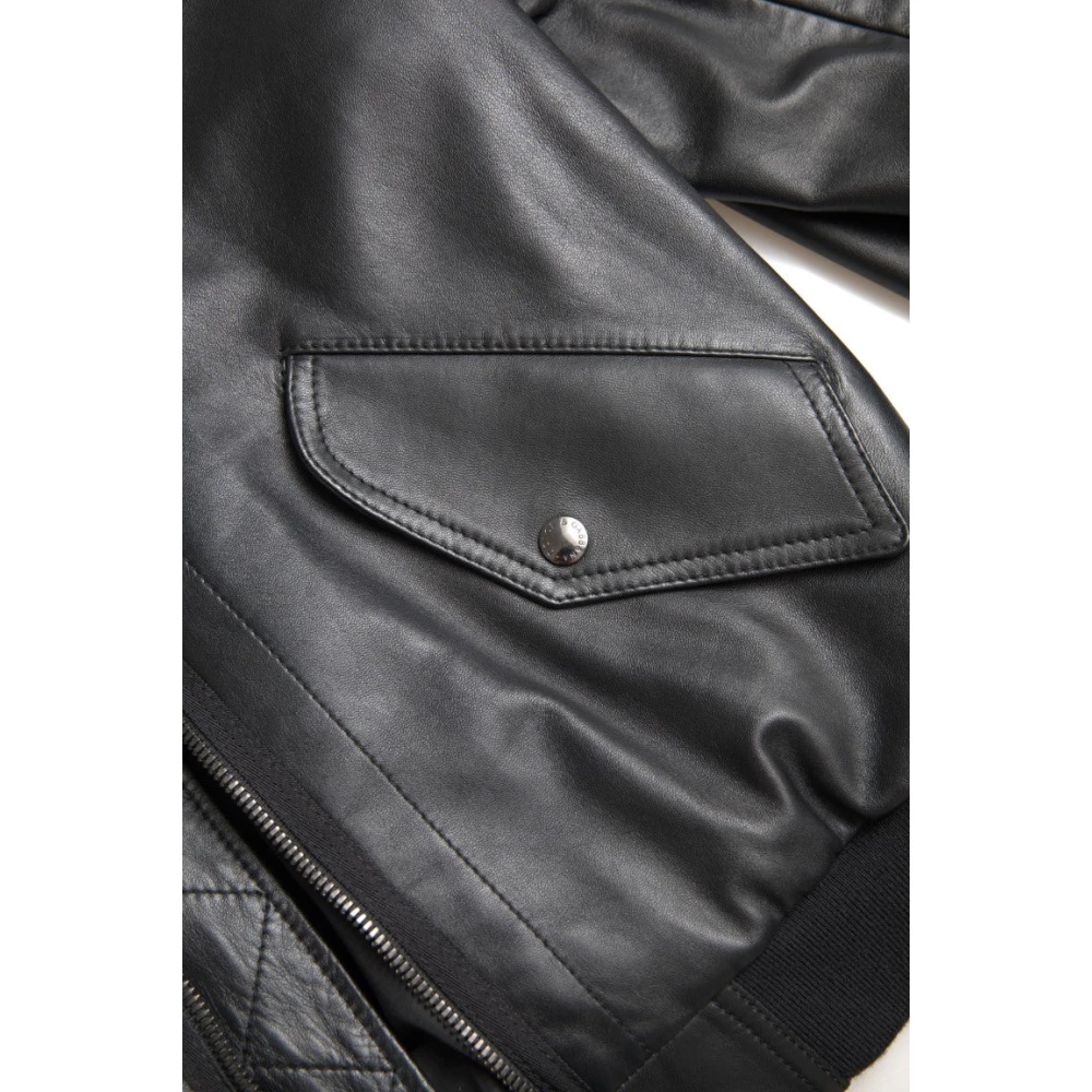 Dolce & Gabbana Elegante zwarte leren bomberjack Black Heren