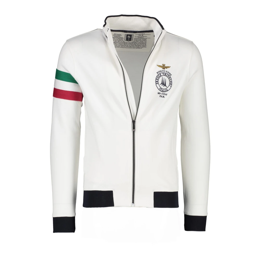 Aeronautica militare Witte rits-sweatshirt White Heren