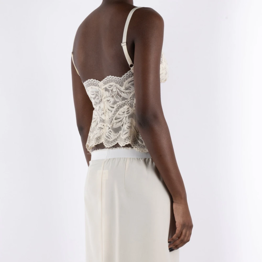 Paco Rabanne Ivoor Kant Top Beige Dames