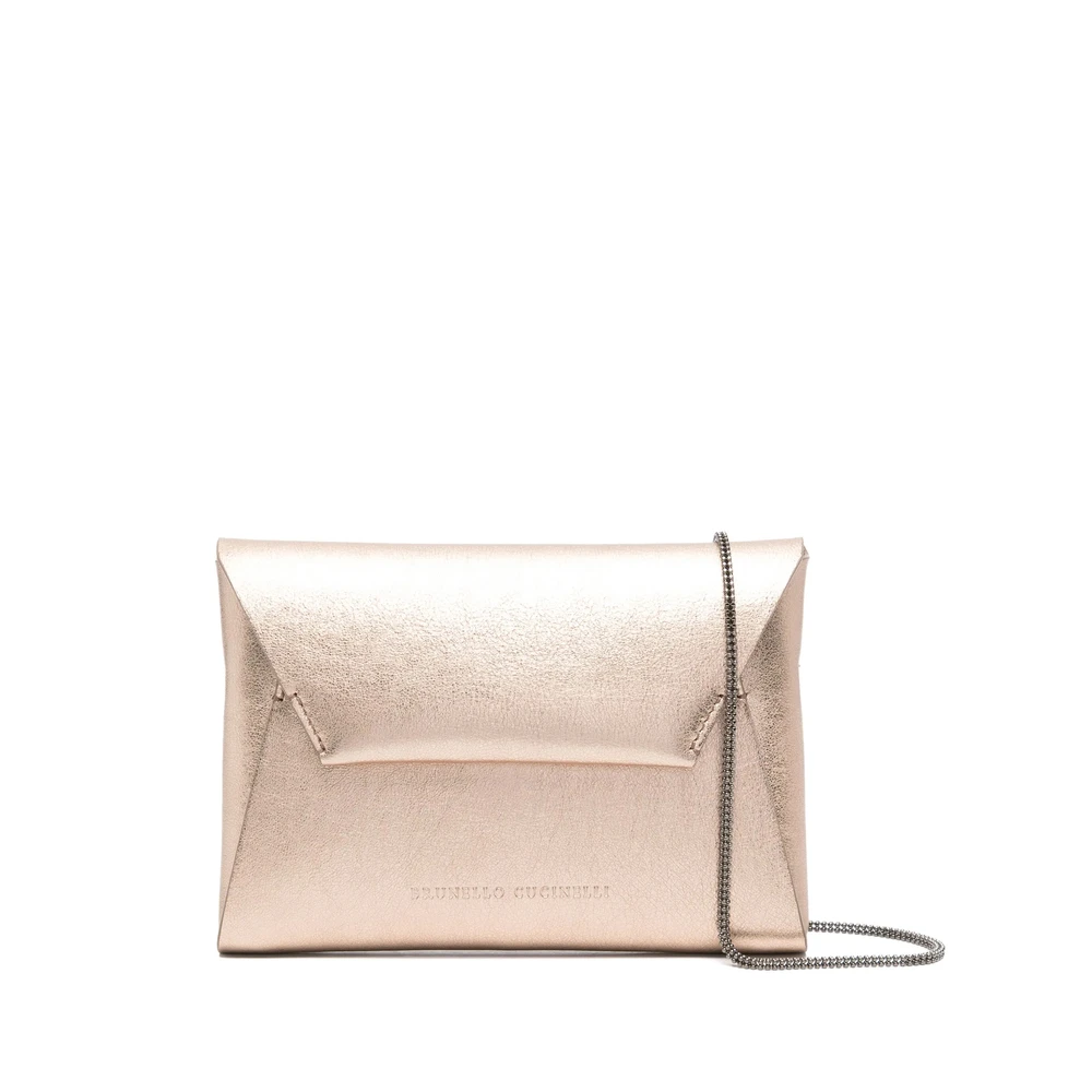 BRUNELLO CUCINELLI Goudkleurige Schoudertas met Magnetische Sluiting Yellow Dames