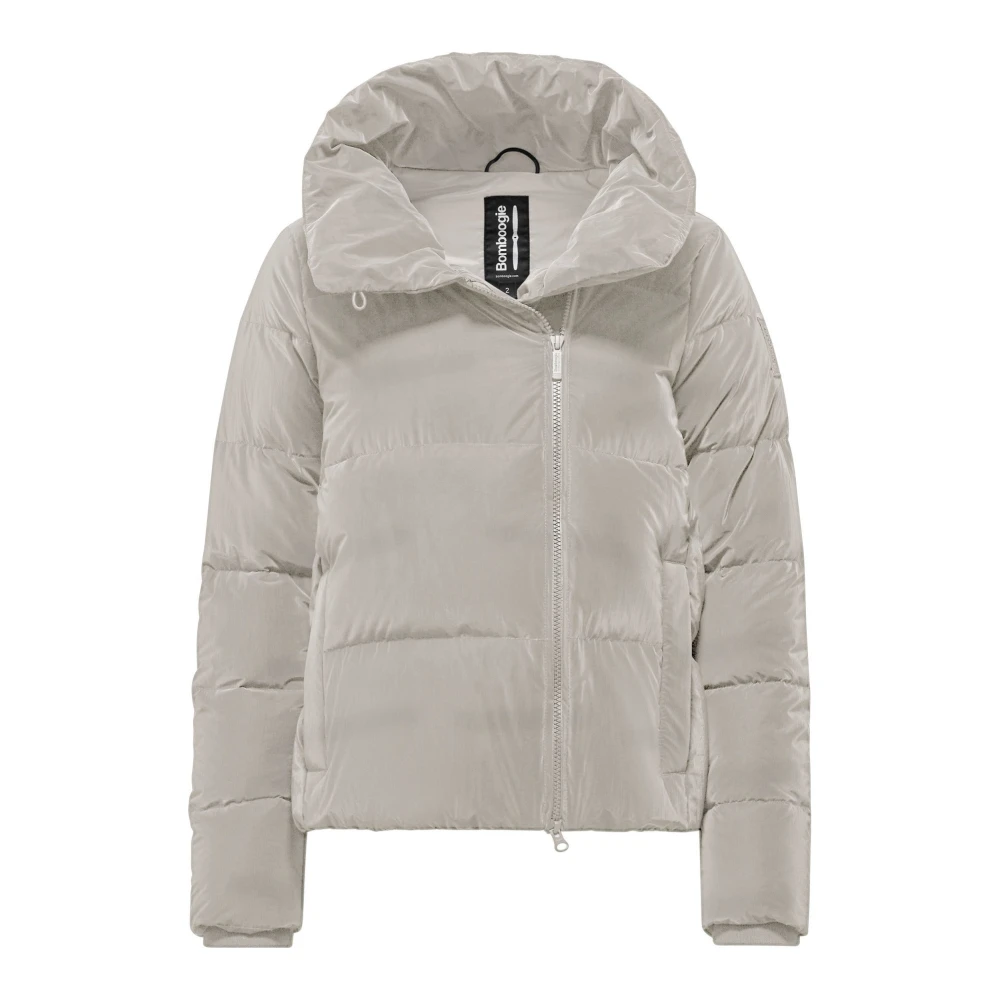 BomBoogie Fluweel-effect Donsjas met Hoge Kraag Gray Dames