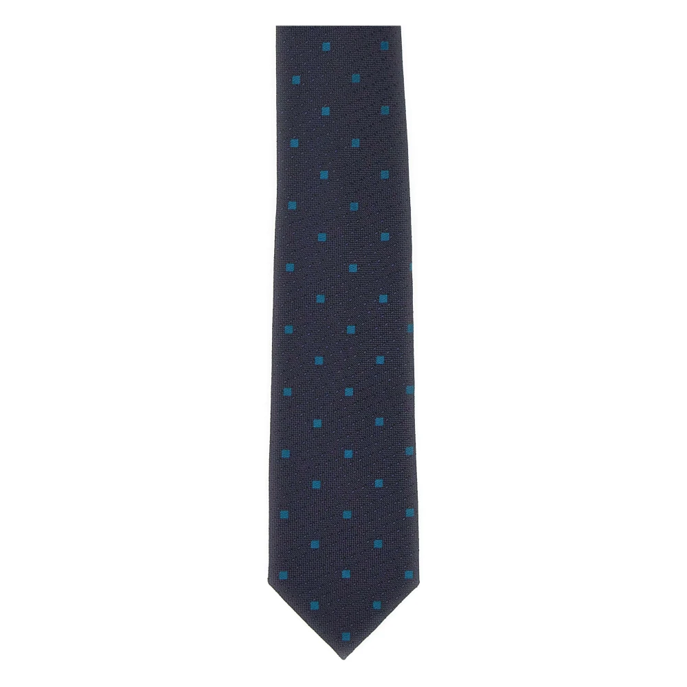Barba Jacquard Effect Teal Micro-Check Stropdas Blue Heren