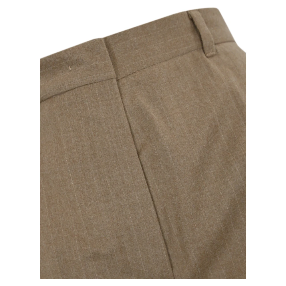 Max Mara Studio Flanellen Gestreepte Broek Zand Beige Dames