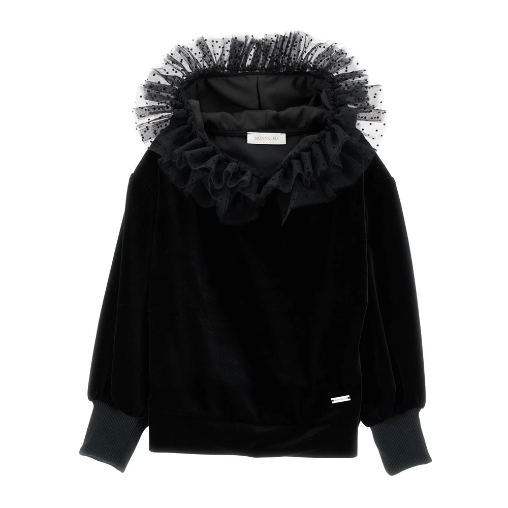 Monnalisa Girls Black Hooded Sweatshirt - Kids Sweatshirts - 10 Y - Kids