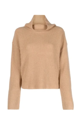 Beige Ull Kashmir Casual Pullover Sweater