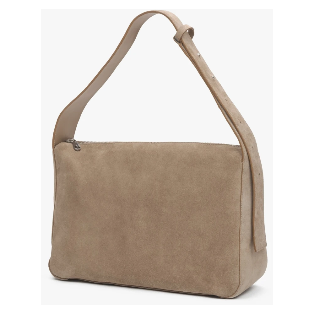 Estro Dames Zand Beige Schoudertas gemaakt van Premium Italiaans Leer Beige Dames