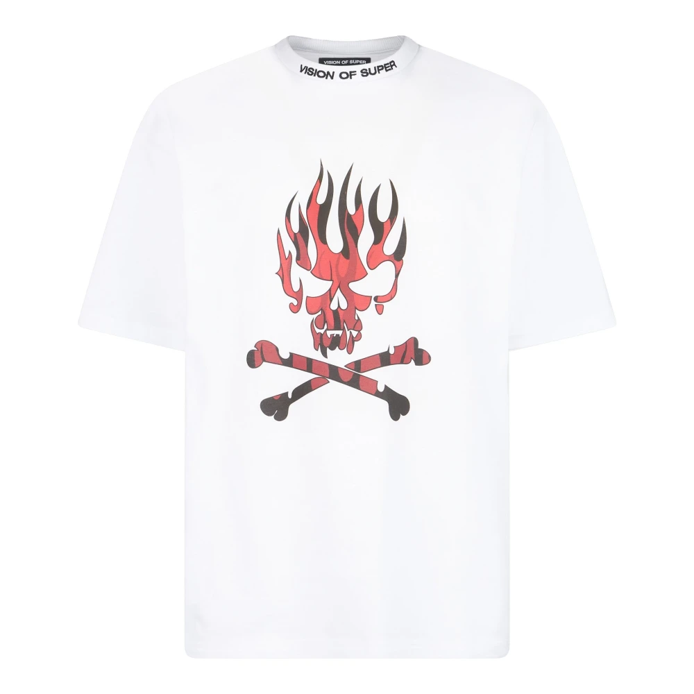 Vision OF Super Skull Print Tee Wit Rood White Heren