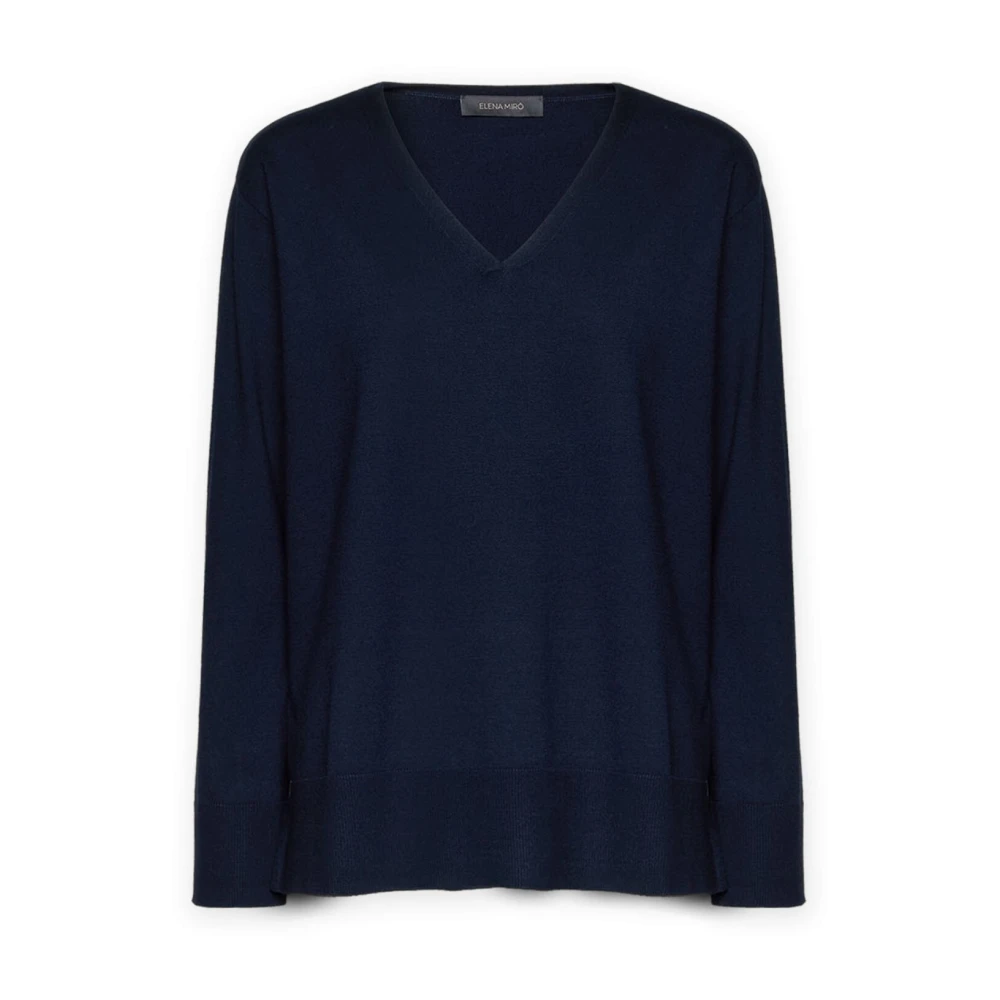 Elena Mirò V-hals trui Blue Dames