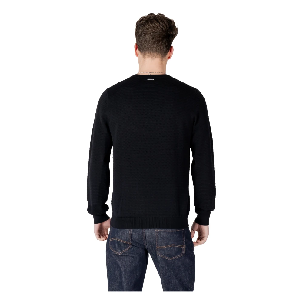 Antony Morato Zwarte Gebreide Trui Lange Mouwen Ronde Hals Black Heren