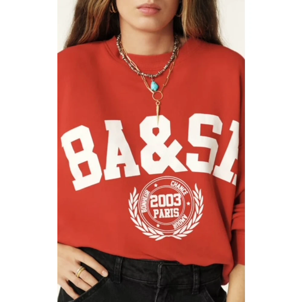 BA&SH Crop Sweatshirt American University Style Red Dames
