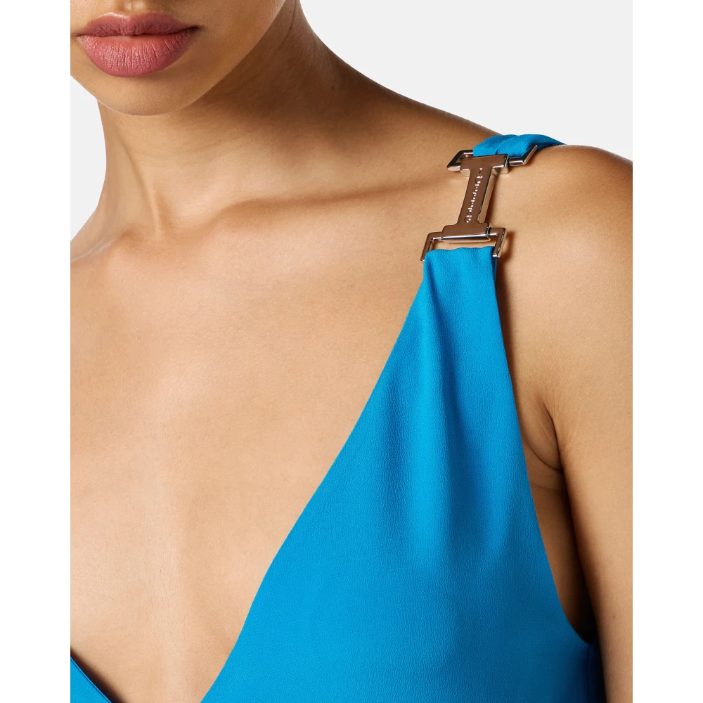 Iceberg Kobalt crêpe de Chine jurk met elegante details Blue Dames