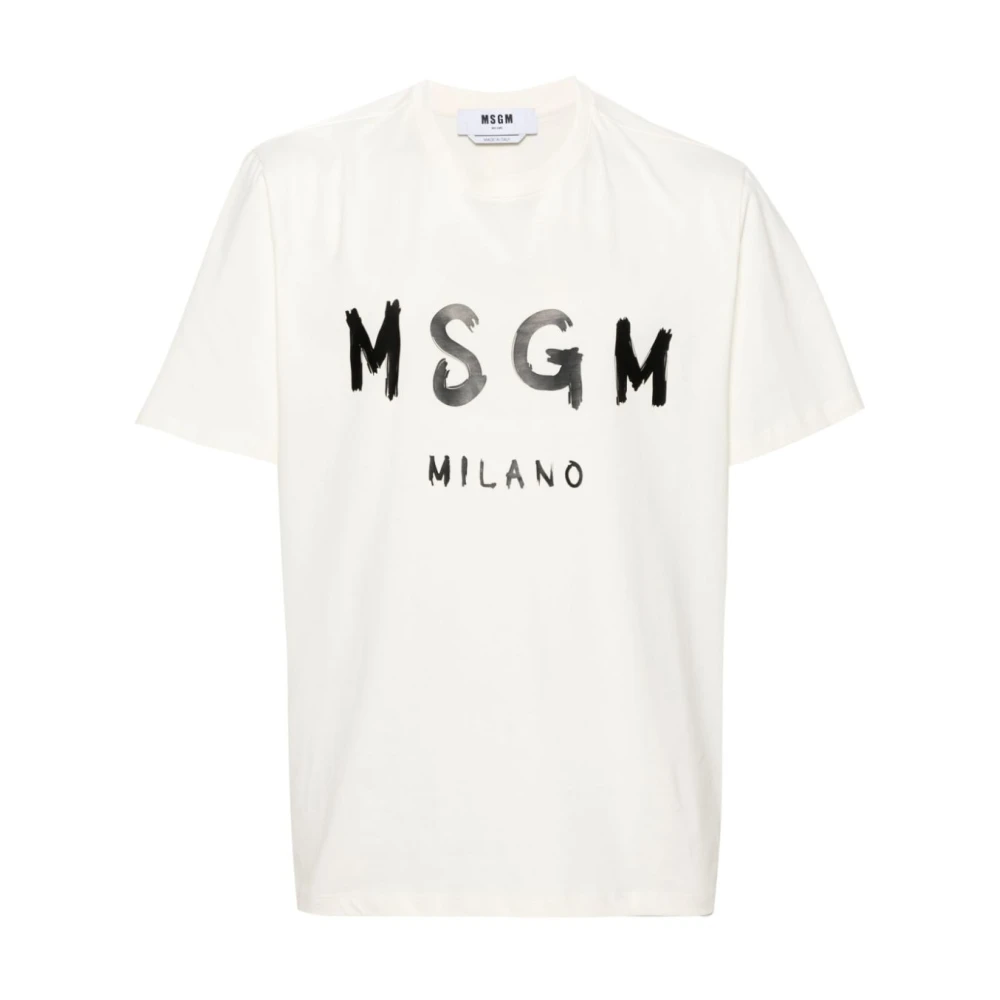 Msgm Witte Logo Print T-shirts en Polos White Heren