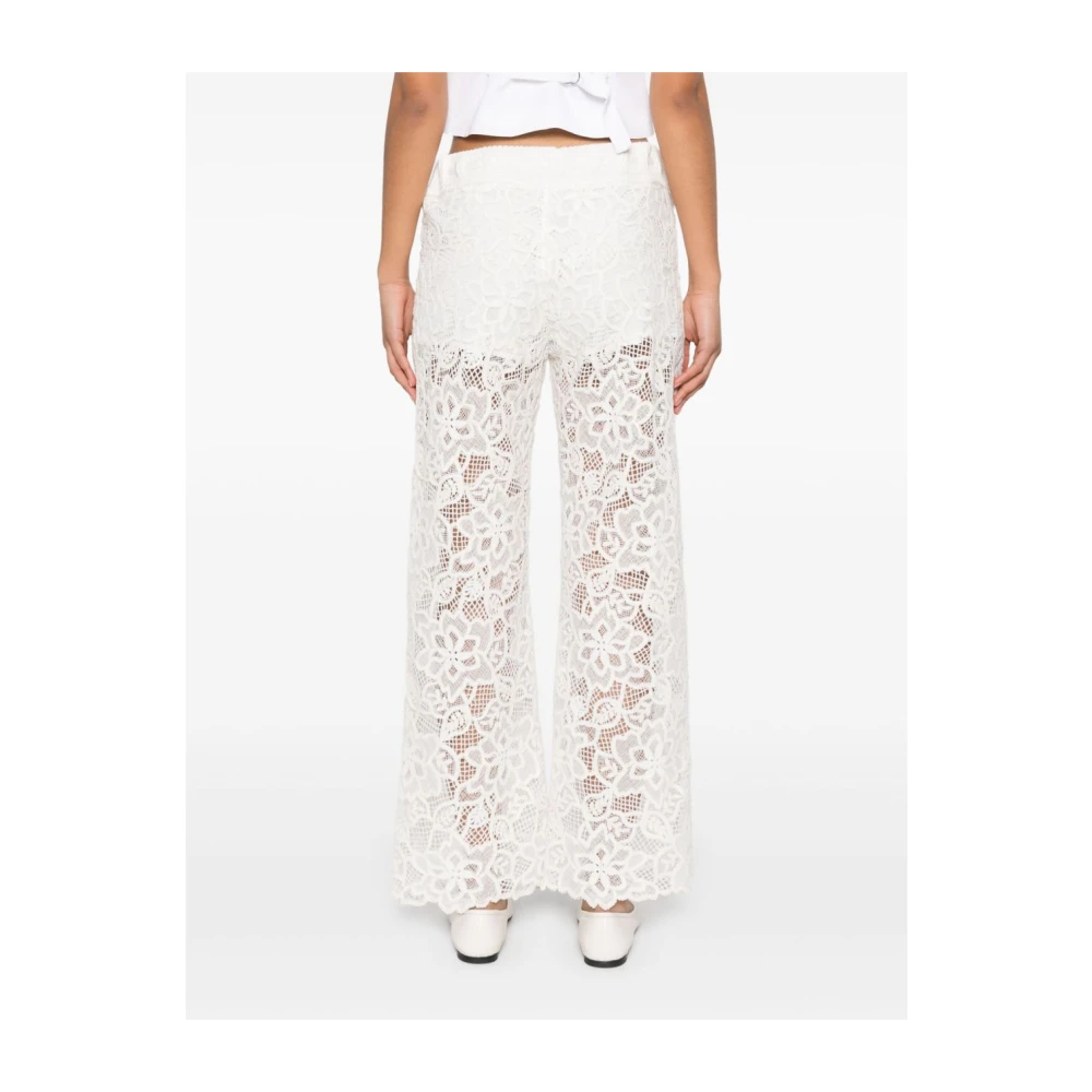 Ermanno Scervino Witte Geribbelde Broek met Trekkoord Tailleband White Dames