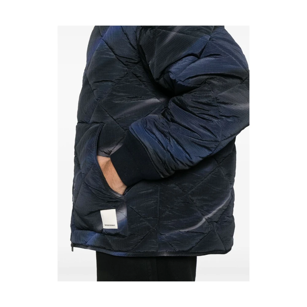 Emporio Armani Blauw Diamant Gestikt Gewatteerd Jack Blue Heren
