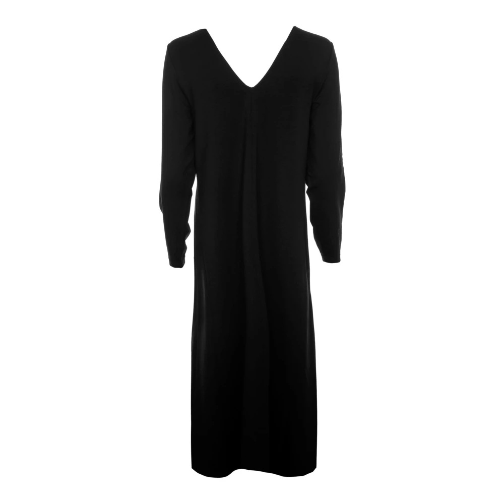 drykorn Midi Jurk met V-hals en Mouwdetail Black Dames