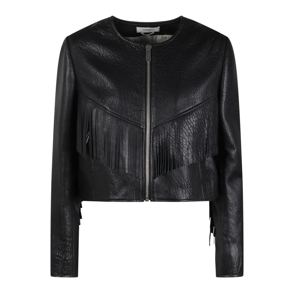 Isabel Marant Étoile Fringe Leren Jas Black Dames