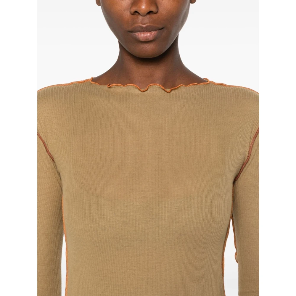 Baserange Minimalistische Beige Lange Mouw Jurk Brown Dames