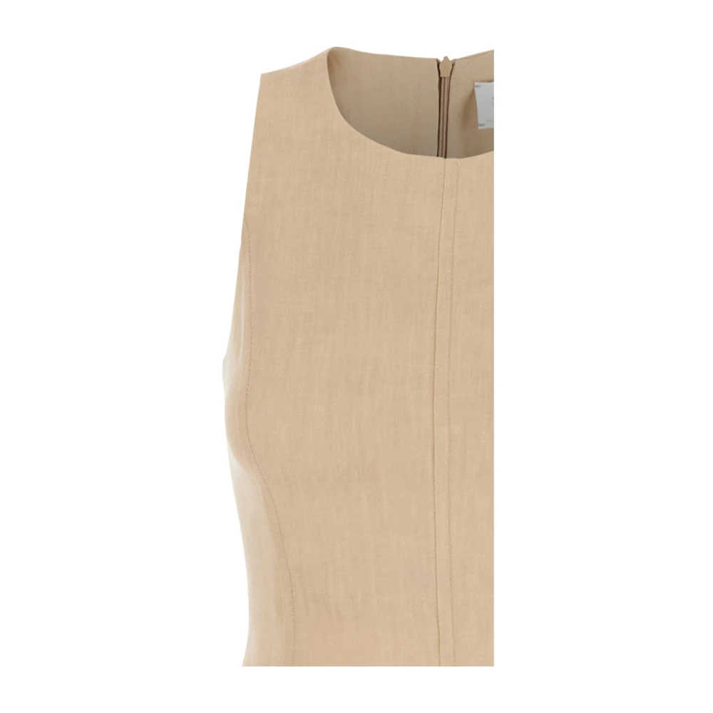 Eleventy Beige Linnen Mouwloze Jurk Vrouw Beige Dames