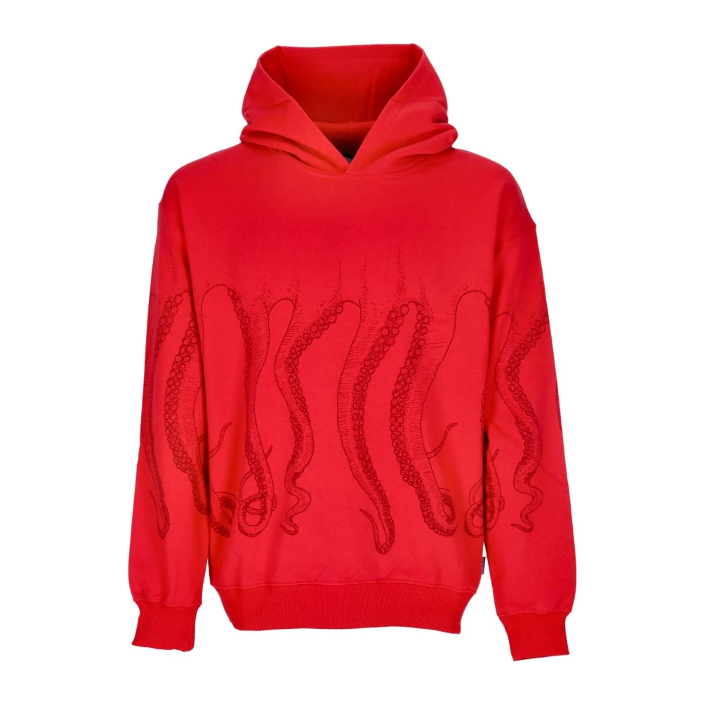 Octopus Rode Lichtgewicht Hoodie met Tentakel Print Red Heren