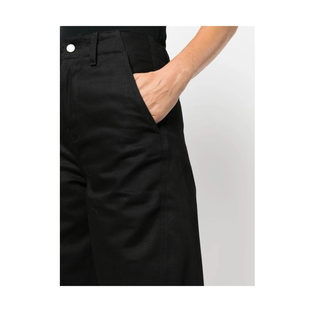 Studio Nicholson Zwarte hoge taille broek met gebogen pijpen Black Dames