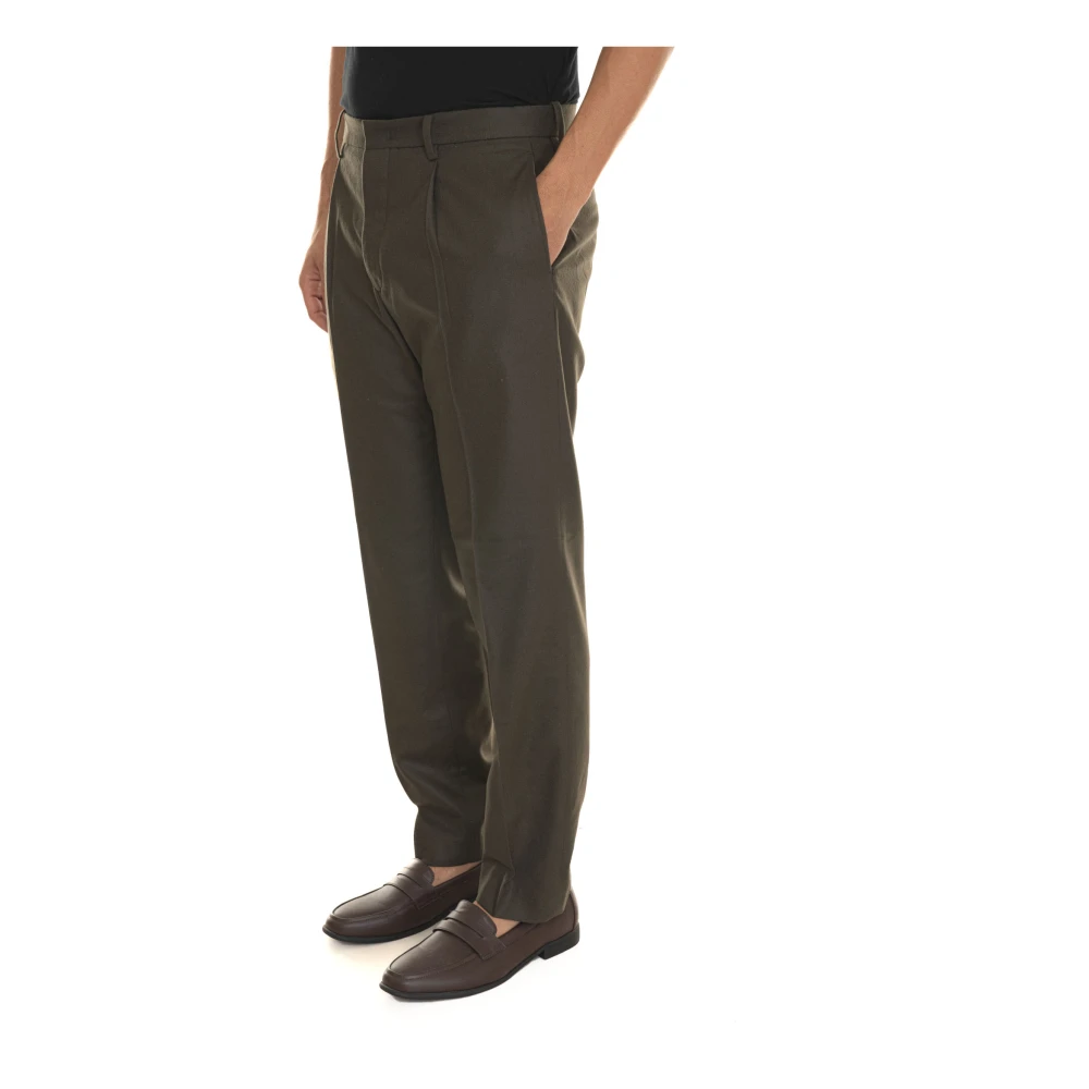 Hindustrie Flanellen Chino Broek met Front Darts Green Heren