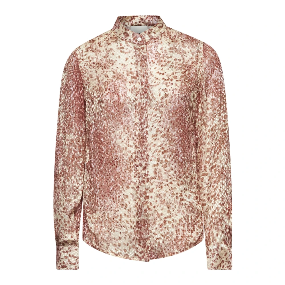 Isabel marant Zijdeblend Blouse met Opstaande Kraag Rood Ecru Red Dames