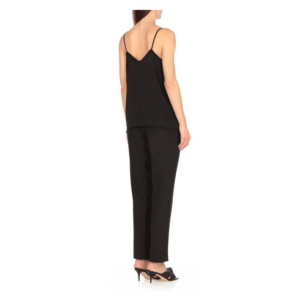 Fabiana Filippi Zwarte V-hals Viscose Top Vrouw Black Dames