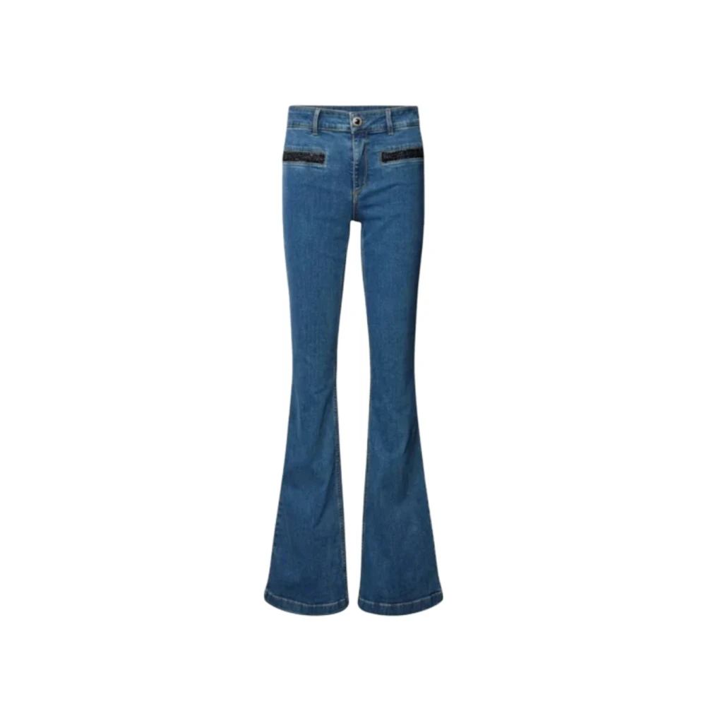 Liu Jo Blå Utsvängda Jeans Med Hög Midja