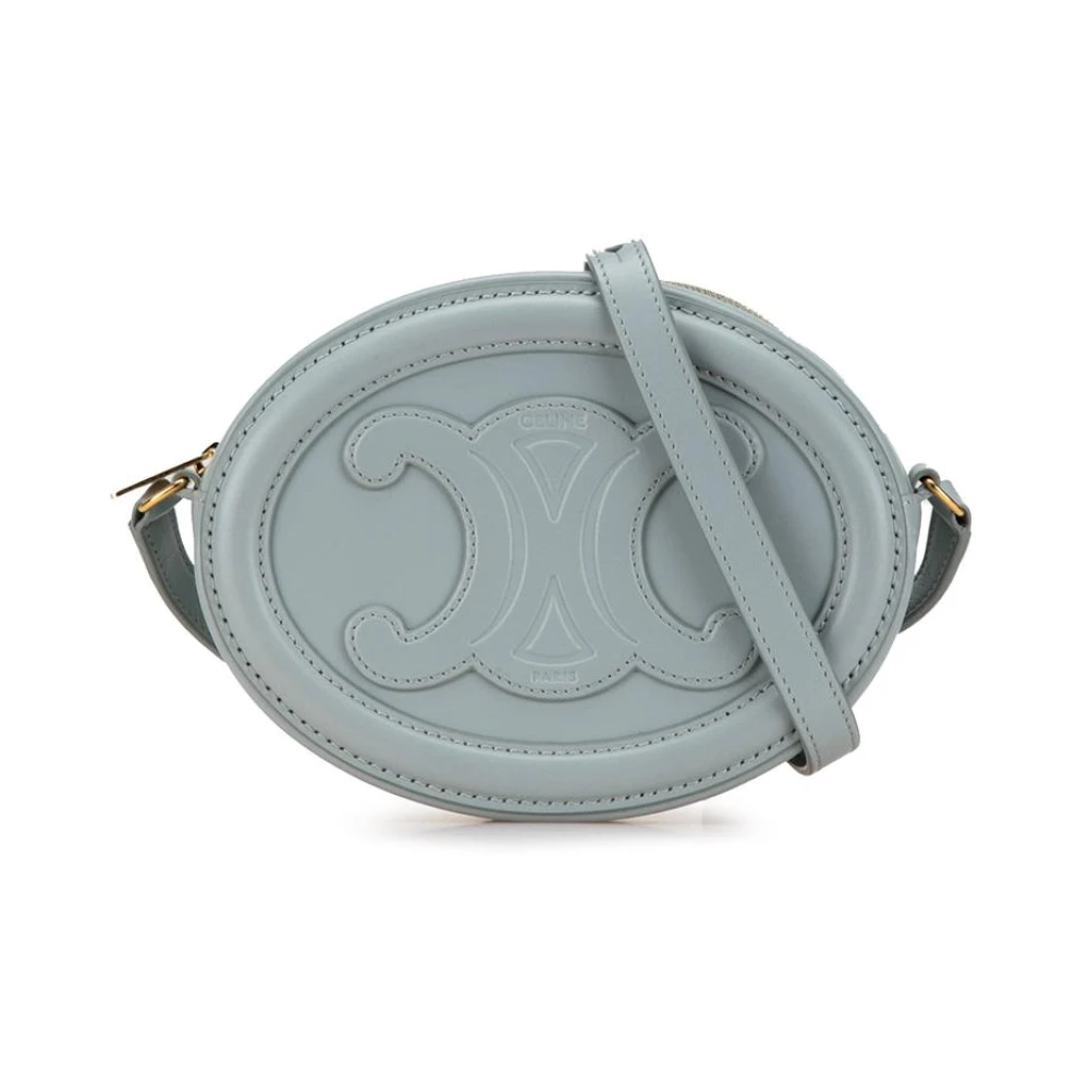 Celine Vintage Women's Blue Pre-Owned Chic Round Crossbody Bag With Elegant Detailing And Adjustable Strap