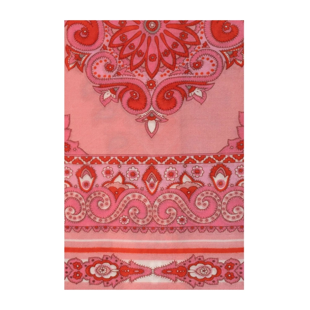 ETRO Roze Rafelrand Vierkante Sjaal Pink Dames