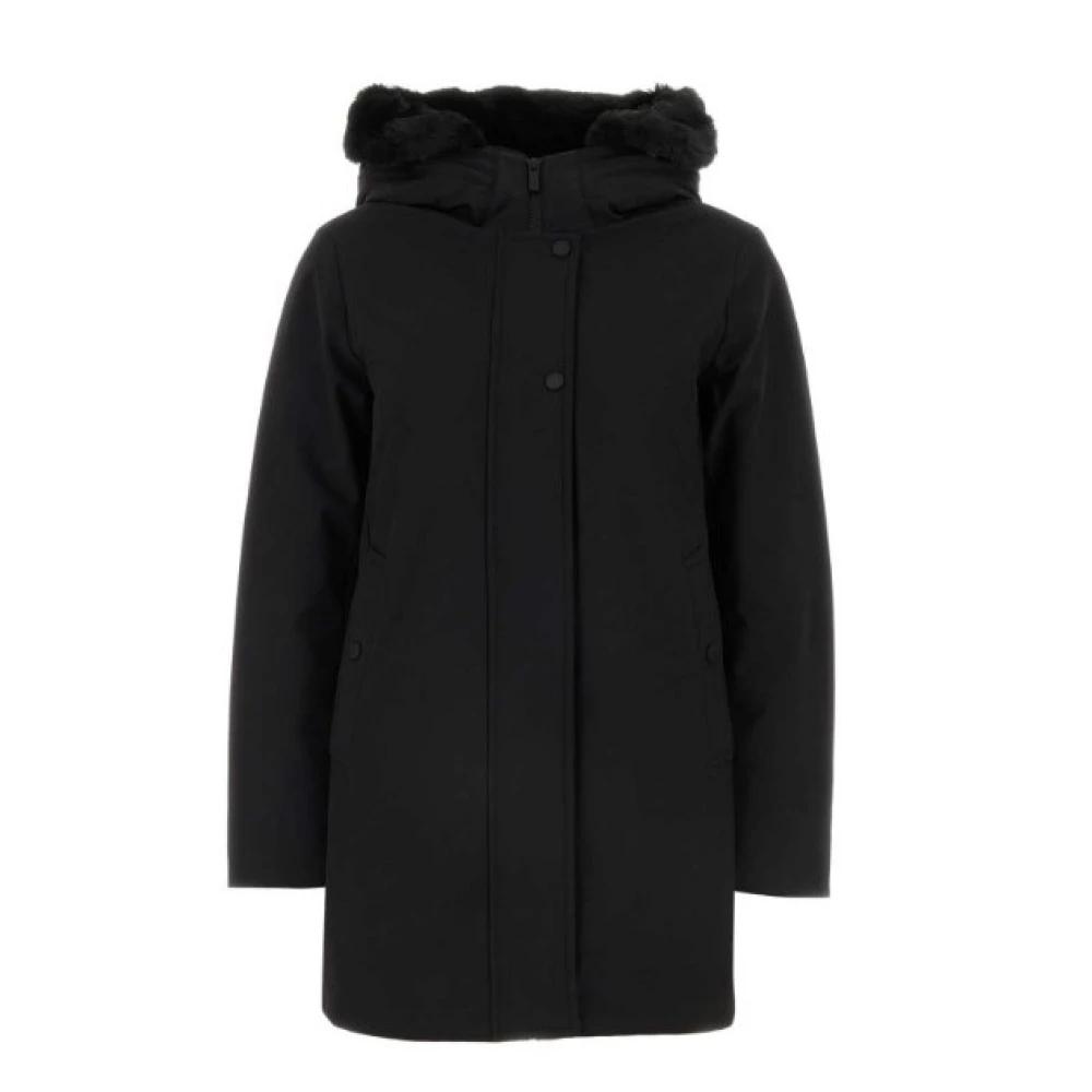 Woolrich Zwarte Waterdichte Donsjas met Capuchon Black Dames