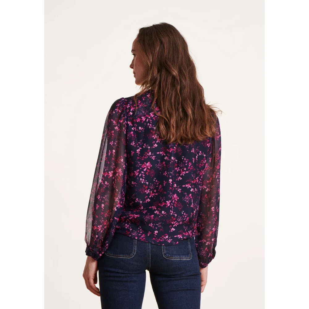 La Fée Maraboutée Blauwe en paarse bloemenprint top Purple Dames