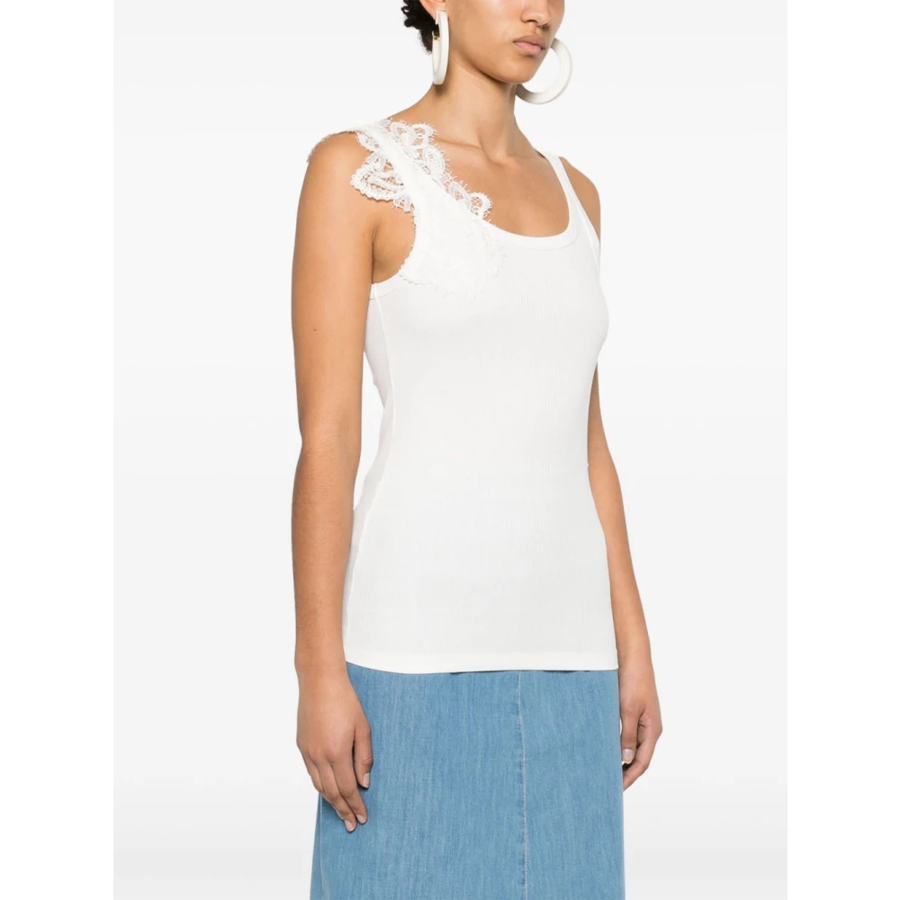 Ermanno Scervino Witte Mouwloze Geribbelde Top White Dames