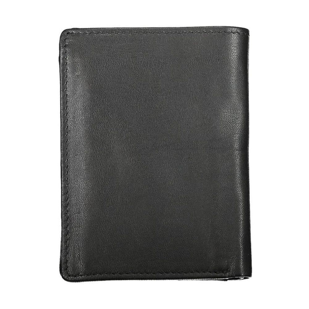 Blauer Leren portemonnee met kaart en munt Black Heren