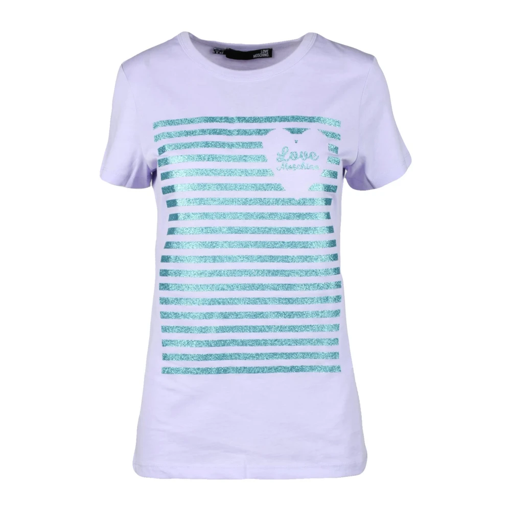 Love Moschino Katoenen T-shirt met Stijlvol Ontwerp Purple Dames