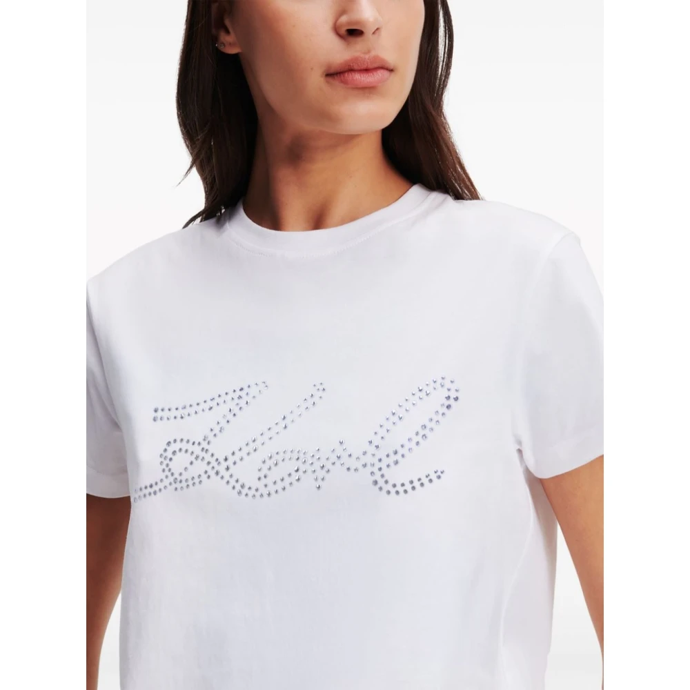 Karl Lagerfeld Witte Logo Versierde T-shirt White Dames
