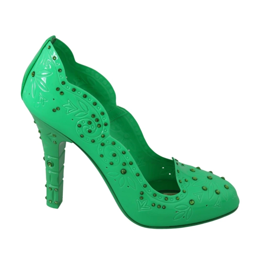 Dolce & Gabbana Women's Green Crystal Embellished High Heel Pumps