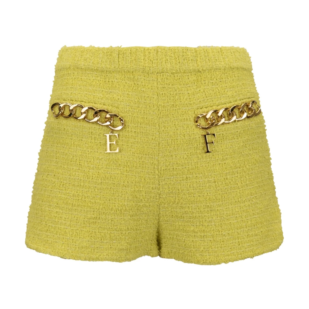 Elisabetta Franchi Gouden Metalen Rits Haak Shorts Yellow Dames