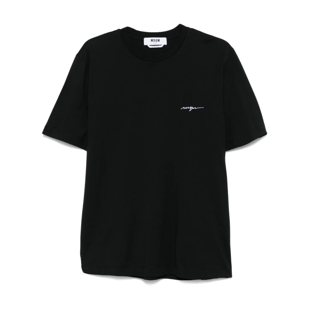 Msgm Men's Black Crew Neck T-Shirt - T-Shirts - S - Tops