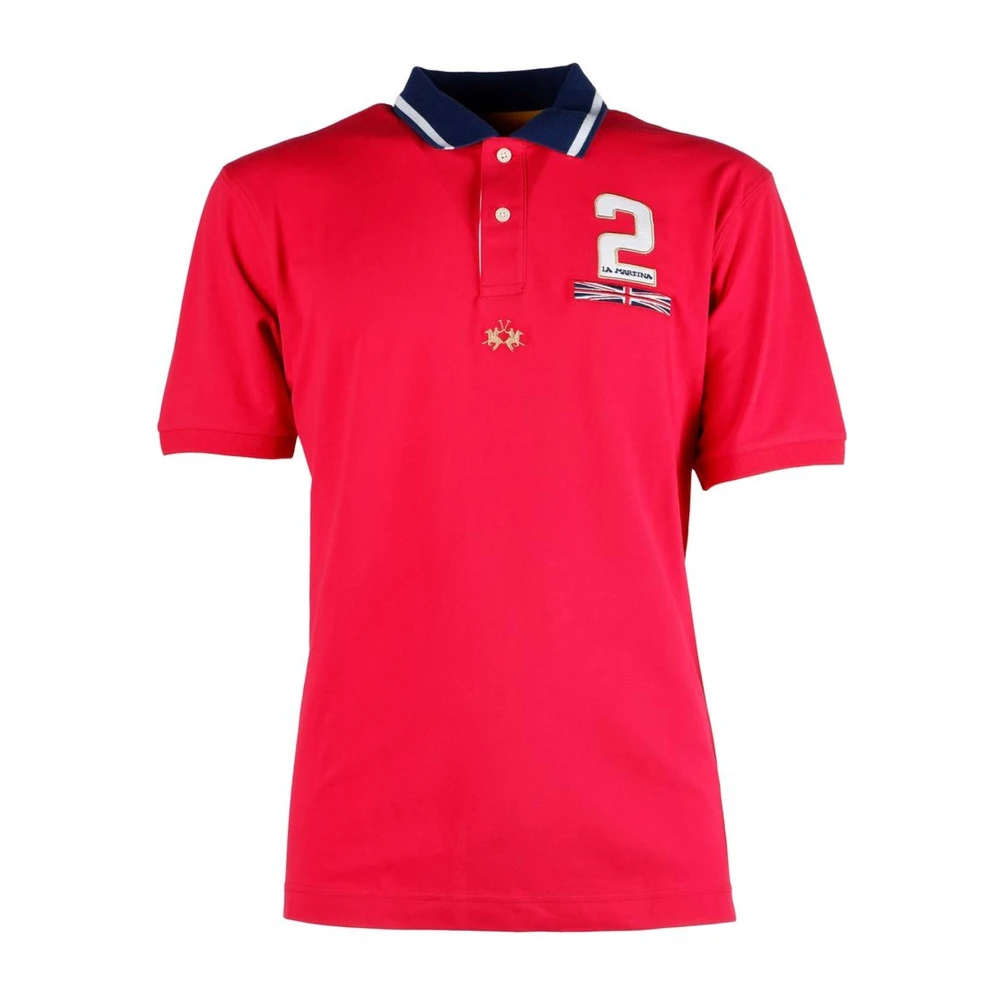 LA MARTINA Polo Shirt met Union Jack Borduurwerk Red Heren