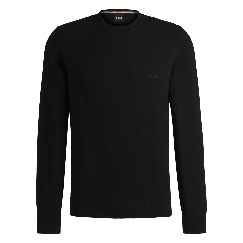 Hugo Boss Zwarte Gebreide Trui Black Heren