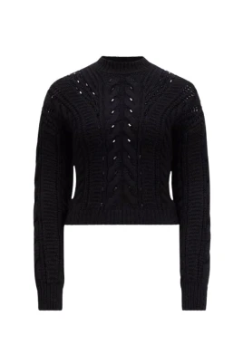 Svart broderad tröja i mohair och ull
