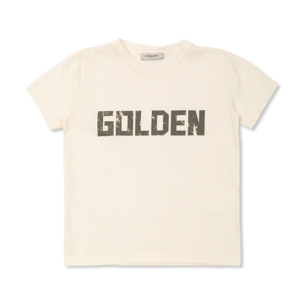 Golden Goose Unisex White Cotton T-Shirt With Logo Print - Image 2