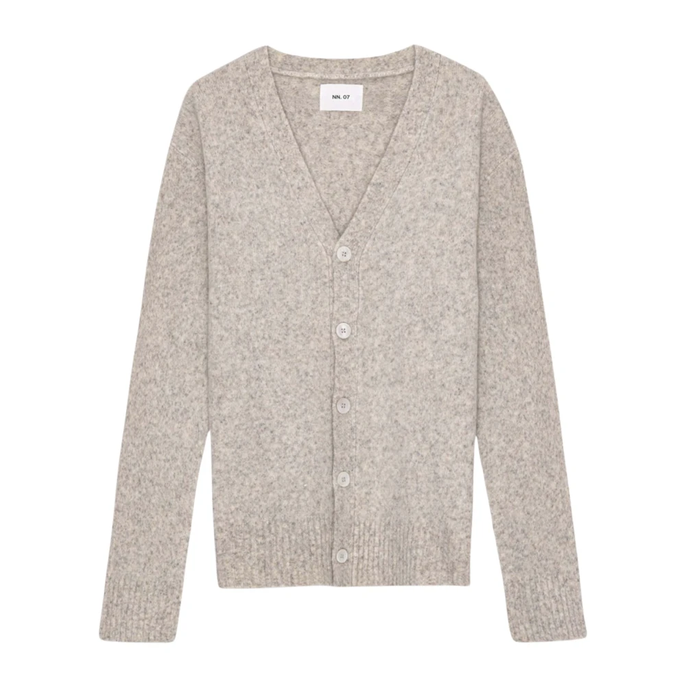 Nn07 Zachte Bouclé V-hals Vest Witte Peper White Heren