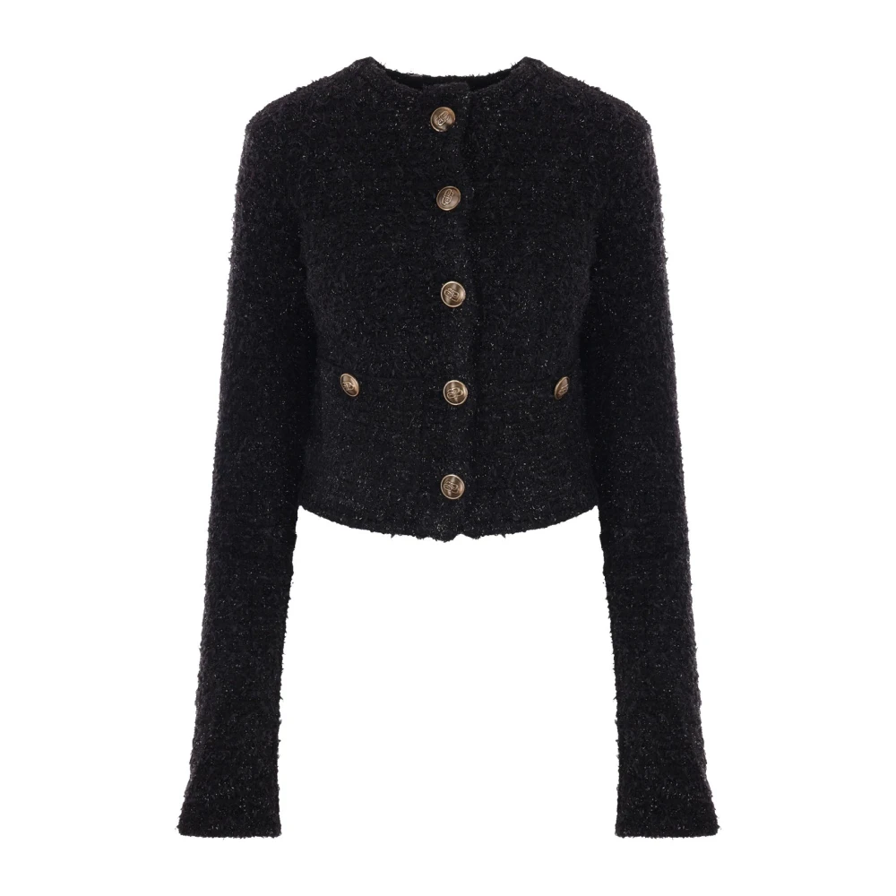 Balenciaga Bouclé Vest met BB Logo Knopen Black Dames