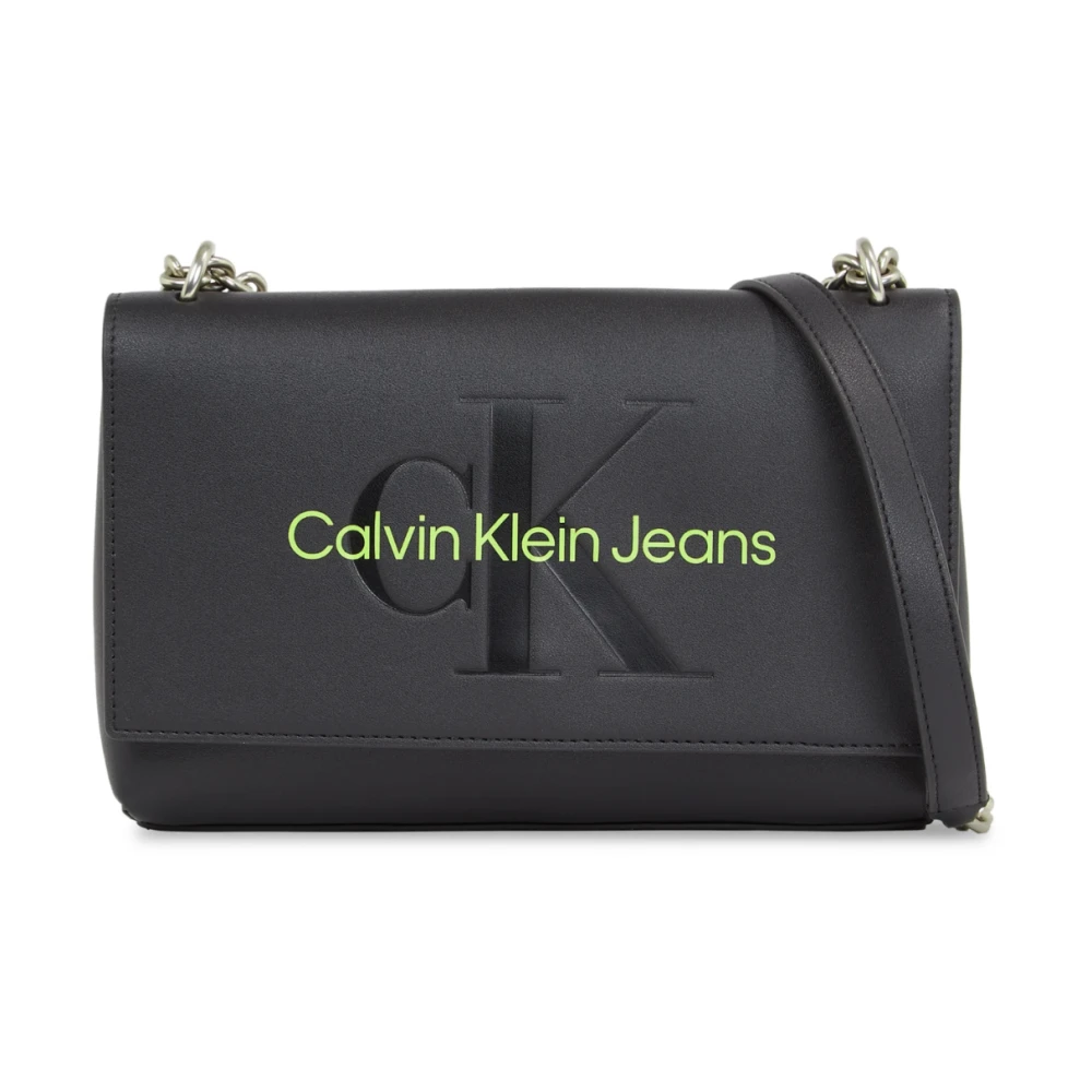 Calvin Klein Logo Print Schoudertas Zwart Black Dames