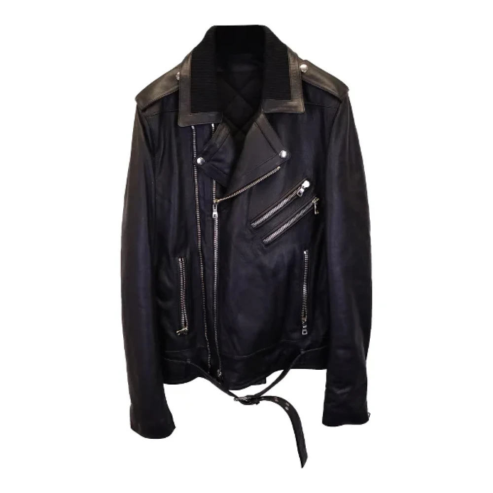 Balmain Pre-owned Leather outerwear Black Heren