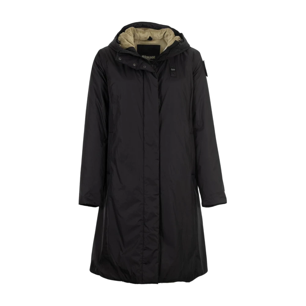 Blauer Gewatteerde parka met capuchon en rits Black